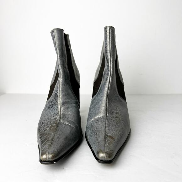 SZ 8 Narrow Donald J. Pliner Silver Pewter Ankle Booties - Picture 2 of 7